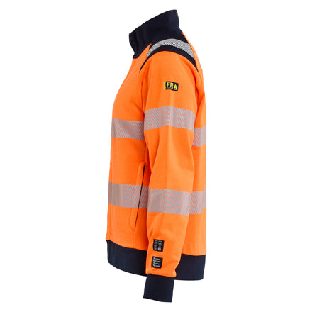 Blaklader 3471 Orange/Navy Blue Arc Flash Women's Sweatshirt Multinorm Inherent Full Zip