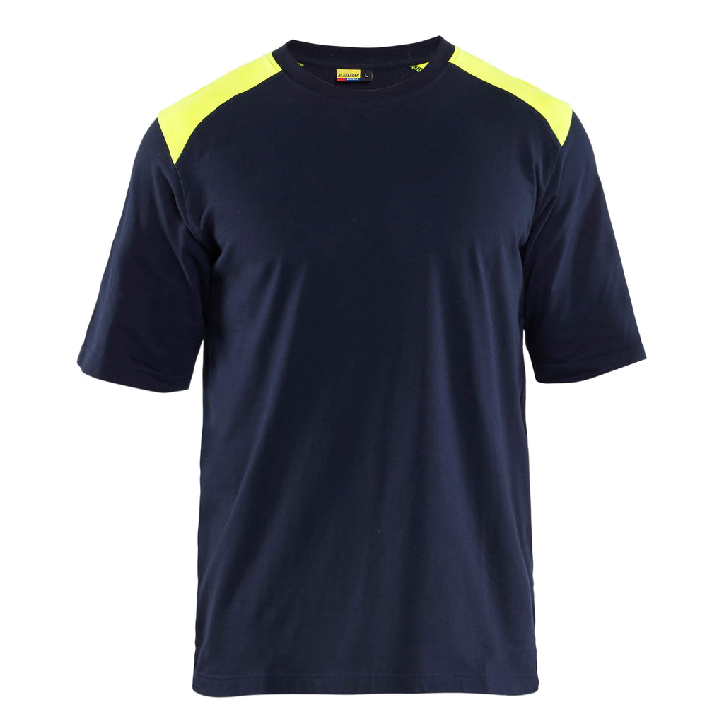 Blaklader 3476 Flame Resistant T Shirt Navy Blue Hi Vis Yellow Main