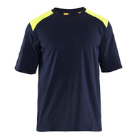 Blaklader 3476 Flame Resistant T Shirt Navy Blue Hi Vis Yellow Main