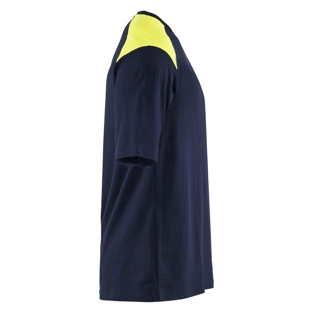 Blaklader 3476 Flame Resistant T Shirt Navy Blue Hi Vis Yellow Right