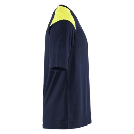 Blaklader 3476 Flame Resistant T Shirt Navy Blue Hi Vis Yellow Right