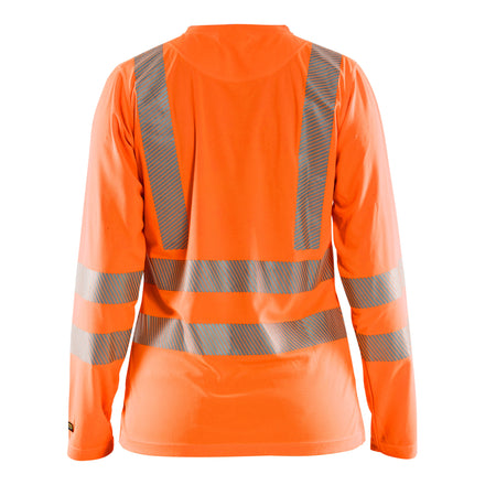 Blaklader 3485 Womens Hi Vis T Shirt Long Sleeve Hi Vis Orange Navy Blue Back
