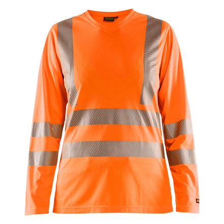 Blaklader 3485 Womens Hi Vis T Shirt Long Sleeve Hi Vis Orange Navy Blue Main