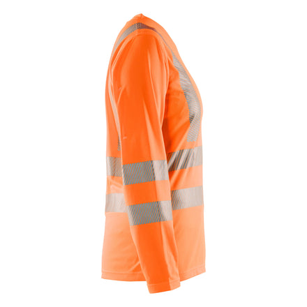 Blaklader 3485 Womens Hi Vis T Shirt Long Sleeve Hi Vis Orange Navy Blue Right