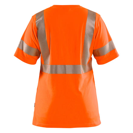 Blaklader 3502 Womens Hi Vis T Shirt Hi Vis Orange Navy Blue Back