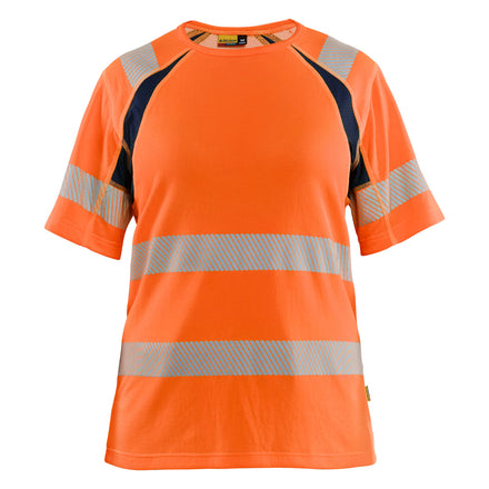 Blaklader 3503 Women’S Hi Vis T Shirt Hi Vis Orange Navy Blue Main