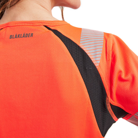 Blaklader 3503 Women’S Hi Vis T Shirt Hi Vis Red Black Feature 1