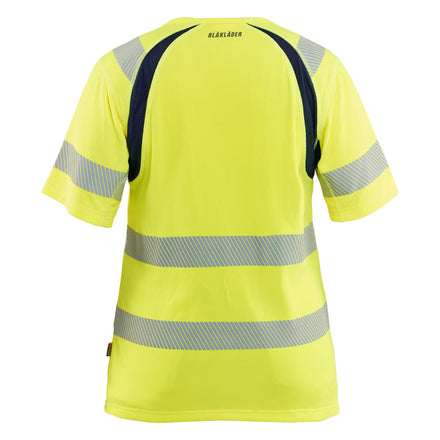Blaklader 3503 Women’S Hi Vis T Shirt Hi Vis Yellow Navy Blue Back