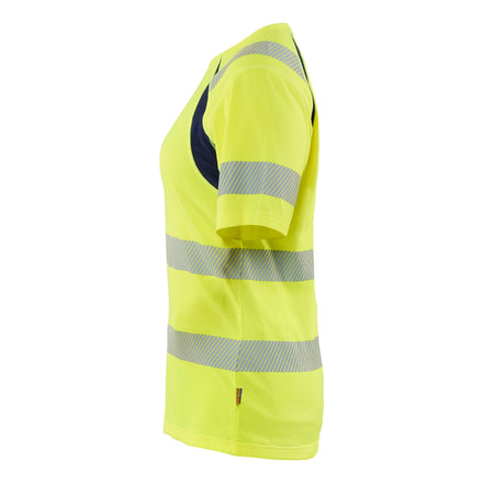 Blaklader 3503 Women’S Hi Vis T Shirt Hi Vis Yellow Navy Blue Left