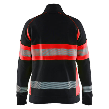 Blaklader 3505 Women’S Hi Vis Sweatshirt Black Hi Vis Red Back