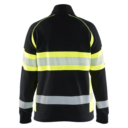 Blaklader 3505 Women’S Hi Vis Sweatshirt Black Hi Vis Yellow Back