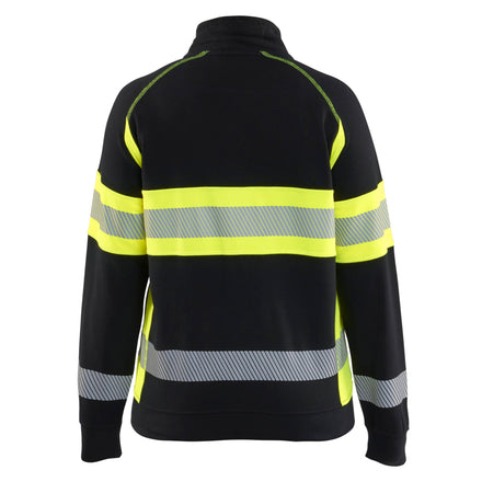 Blaklader 3505 Women’S Hi Vis Sweatshirt Black Hi Vis Yellow Back