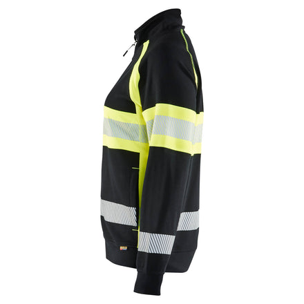 Blaklader 3505 Women’S Hi Vis Sweatshirt Black Hi Vis Yellow Left