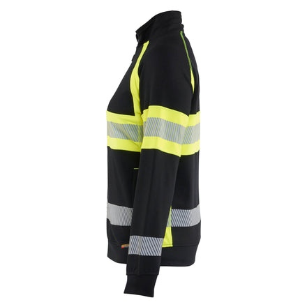Blaklader 3505 Women’S Hi Vis Sweatshirt Black Hi Vis Yellow Left
