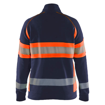 Blaklader 3505 Women’S Hi Vis Sweatshirt Navy Blue Hi Vis Orange Back