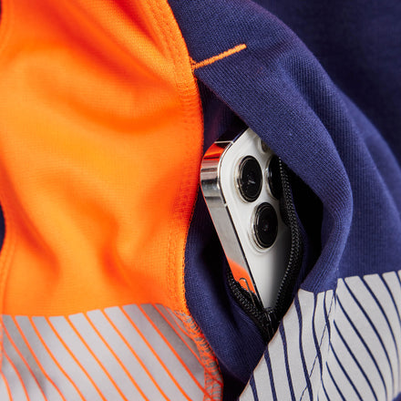 Blaklader 3505 Women’S Hi Vis Sweatshirt Navy Blue Hi Vis Orange Feature 1