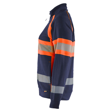 Blaklader 3505 Women’S Hi Vis Sweatshirt Navy Blue Hi Vis Orange Left