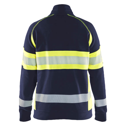 Blaklader 3505 Women’S Hi Vis Sweatshirt Navy Blue Hi Vis Yellow Back
