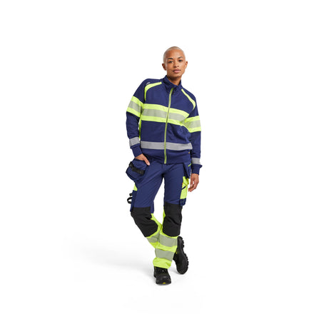 Blaklader 3505 Women’S Hi Vis Sweatshirt Navy Blue Hi Vis Yellow Model