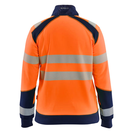 Blaklader 3508 Women’S Hi Vis Sweatshirt With Zipper Hi Vis Orange Navy Blue Back