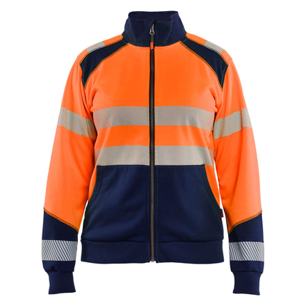 Blaklader 3508 Women’S Hi Vis Sweatshirt With Zipper Hi Vis Orange Navy Blue Main