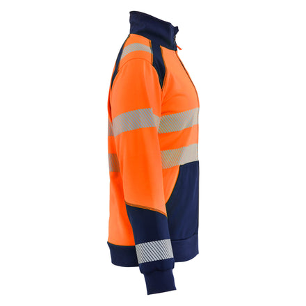 Blaklader 3508 Women’S Hi Vis Sweatshirt With Zipper Hi Vis Orange Navy Blue Right