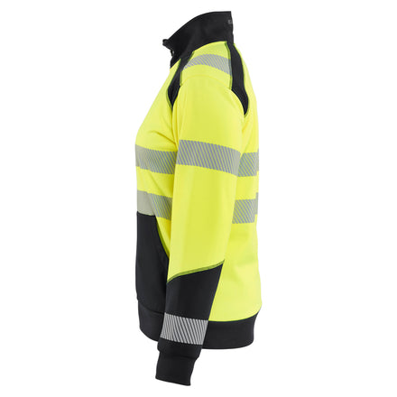 Blaklader 3508 Women’S Hi Vis Sweatshirt With Zipper Hi Vis Yellow Black Left