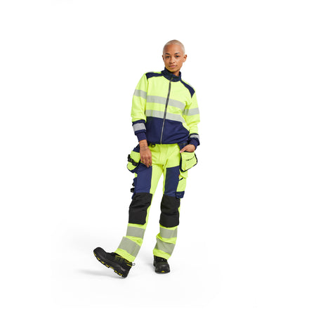 Blaklader 3508 Women’S Hi Vis Sweatshirt With Zipper Hi Vis Yellow Navy Blue Model