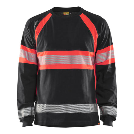 Blaklader 3510 Hi Vis Long Sleeved T Shirt Black Hi Vis Red Main