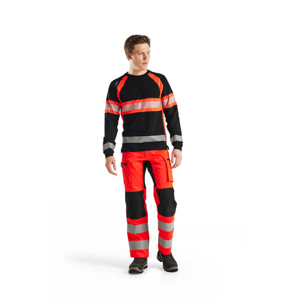Blaklader 3510 Hi Vis Long Sleeved T Shirt Black Hi Vis Red Model