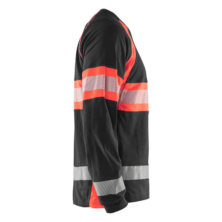 Blaklader 3510 Hi Vis Long Sleeved T Shirt Black Hi Vis Red Right