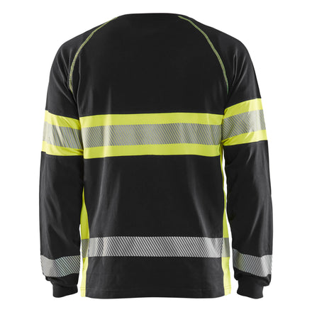 Blaklader 3510 Hi Vis Long Sleeved T Shirt Black Hi Vis Yellow Back