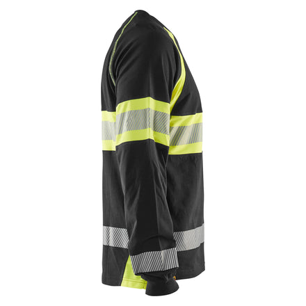 Blaklader 3510 Hi Vis Long Sleeved T Shirt Black Hi Vis Yellow Left
