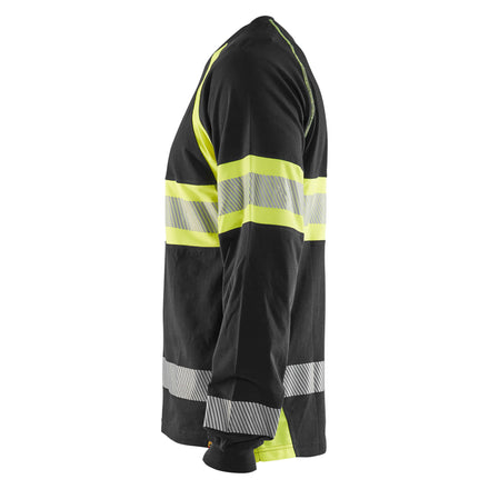 Blaklader 3510 Hi Vis Long Sleeved T Shirt Black Hi Vis Yellow Right