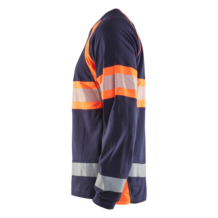 Blaklader 3510 Hi Vis Long Sleeved T Shirt Blue Hi Vis Orange Left