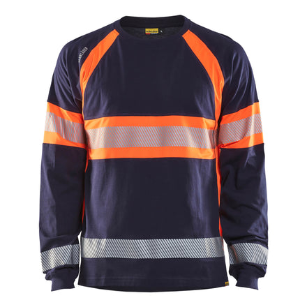 Blaklader 3510 Hi Vis Long Sleeved T Shirt Blue Hi Vis Orange Main