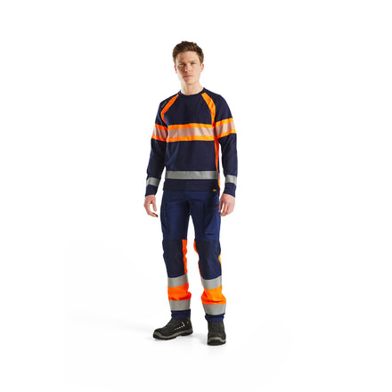 Blaklader 3510 Hi Vis Long Sleeved T Shirt Blue Hi Vis Orange Model