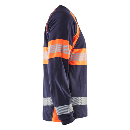 Blaklader 3510 Hi Vis Long Sleeved T Shirt Blue Hi Vis Orange Right