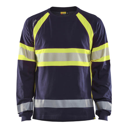 Blaklader 3510 Hi Vis Long Sleeved T Shirt Navy Blue Hi Vis Yellow Main