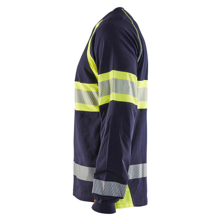 Blaklader 3510 Hi Vis Long Sleeved T Shirt Navy Blue Hi Vis Yellow Right