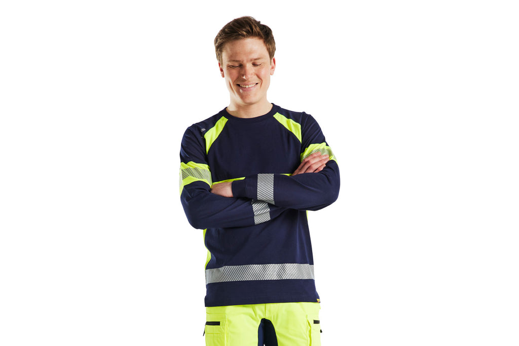 Blaklader 3510 Black/Red Hi-Vis Long Sleeved T-Shirt