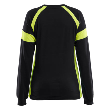 Blaklader 3521 Womens Long Sleeved T Shirt With Hi Vis Black Hi Vis Yellow Back