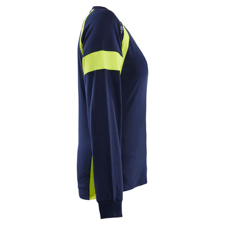 Blaklader 3521 Womens Long Sleeved T Shirt With Hi Vis Navy Blue Hi Vis Yellow Right