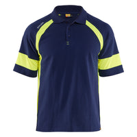 Blaklader 3528 Polo Shirt With Hi Vis Navy Blue Hi Vis Yellow Main