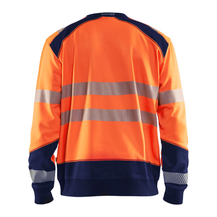 Blaklader 3541 Hi Vis Sweatshirt Hi Vis Orange Navy Blue Back