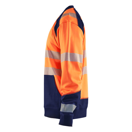 Blaklader 3541 Hi Vis Sweatshirt Hi Vis Orange Navy Blue Left