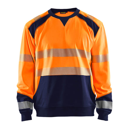 Blaklader 3541 Hi Vis Sweatshirt Hi Vis Orange Navy Blue Main