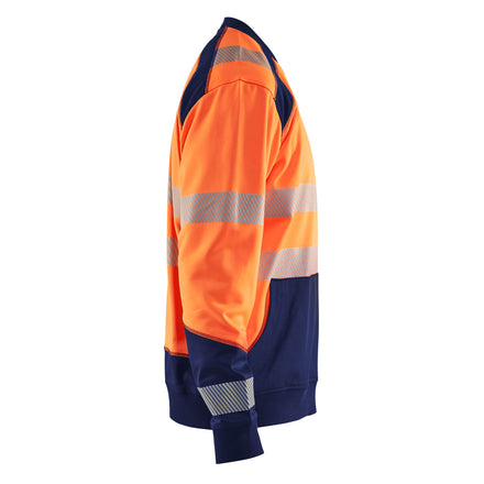 Blaklader 3541 Hi Vis Sweatshirt Hi Vis Orange Navy Blue Right