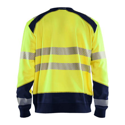 Blaklader 3541 Hi Vis Sweatshirt Hi Vis Yellow Navy Blue Back
