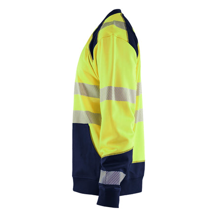 Blaklader 3541 Hi Vis Sweatshirt Hi Vis Yellow Navy Blue Left